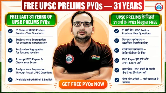 मुफ़्त UPSC प्रीलिम्स PYQs (1995–2026)